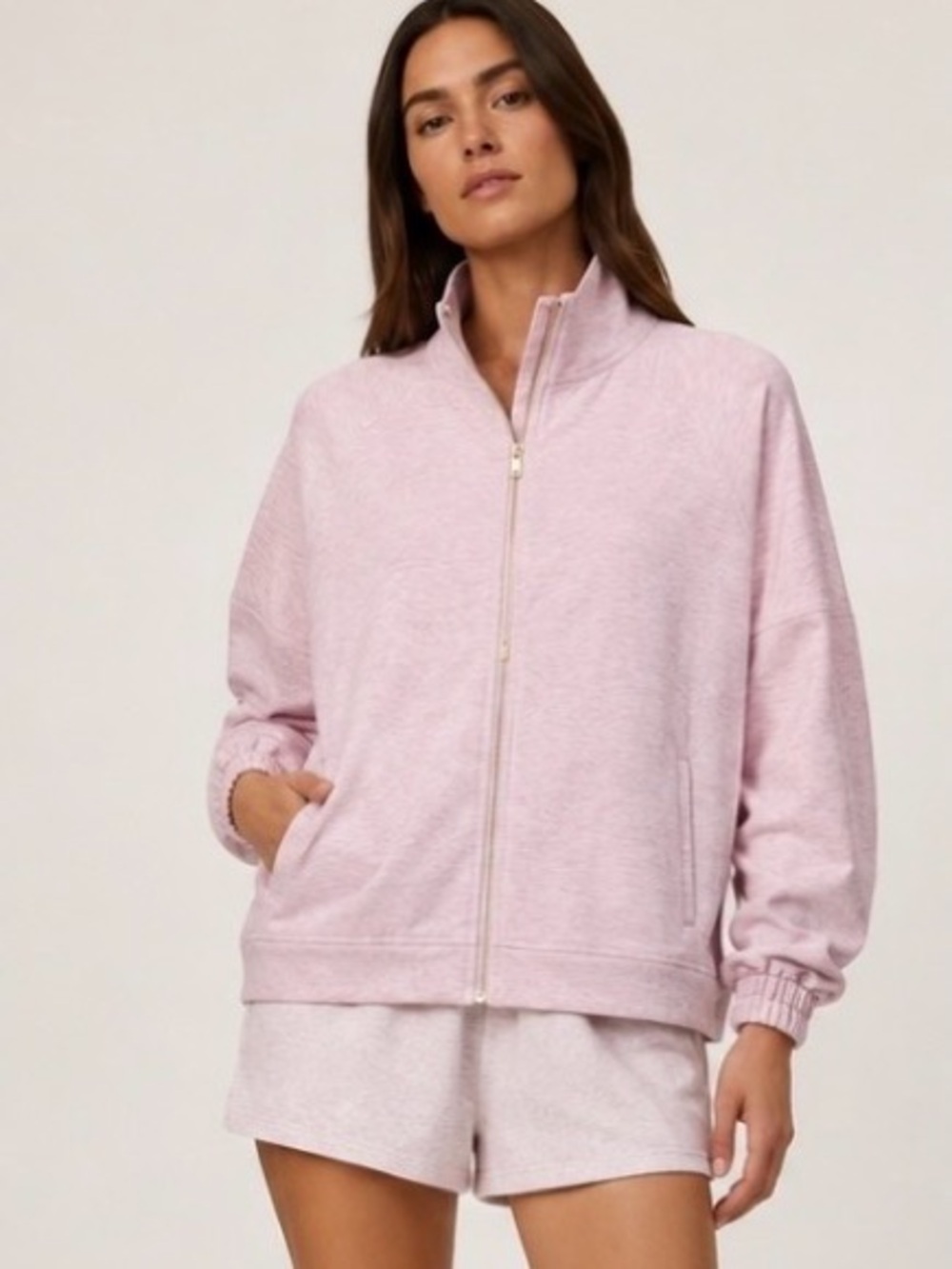 Varley Ashbury DoubleSoft Zip Through Jacket Pink Full Zip Athleisure